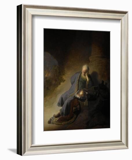 Jeremiah Lamenting the Destruction of Jerusalem, 1628-Rembrandt van Rijn-Framed Art Print