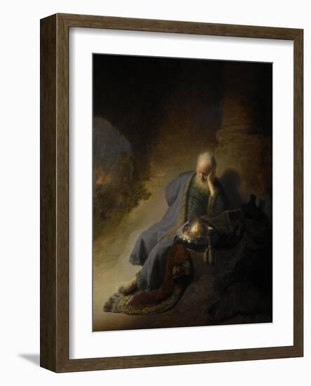 Jeremiah Lamenting the Destruction of Jerusalem, 1628-Rembrandt van Rijn-Framed Art Print