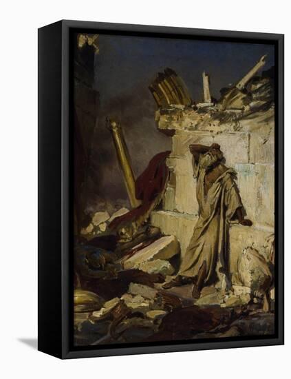 Jeremiah Lamenting the Destruction of Jerusalem, 1870-Ilya Yefimovich Repin-Framed Stretched Canvas