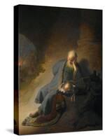 Jeremiah Lamenting the Destruction of Jerusalem-Rembrandt van Rijn-Stretched Canvas