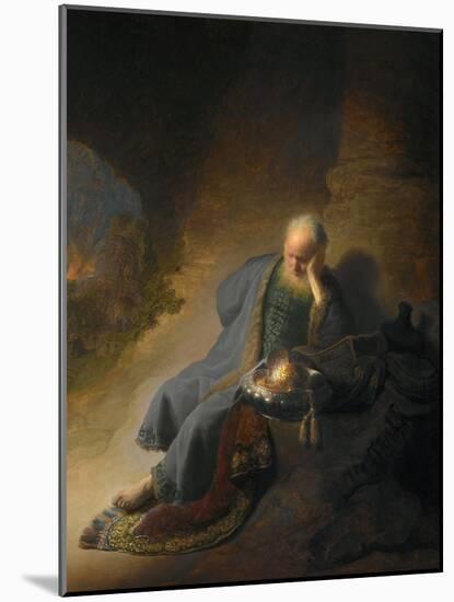 Jeremiah Lamenting the Destruction of Jerusalem-Rembrandt van Rijn-Mounted Giclee Print