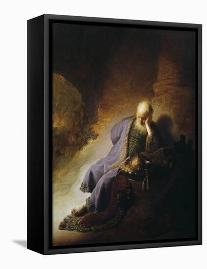 Jeremiah Mourning the Destruction of Jerusalem-Rembrandt van Rijn-Framed Stretched Canvas