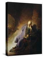 Jeremiah Mourning the Destruction of Jerusalem-Rembrandt van Rijn-Stretched Canvas