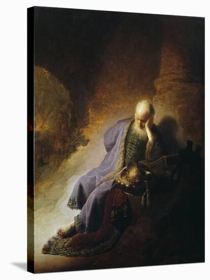 Jeremiah Mourning the Destruction of Jerusalem-Rembrandt van Rijn-Stretched Canvas