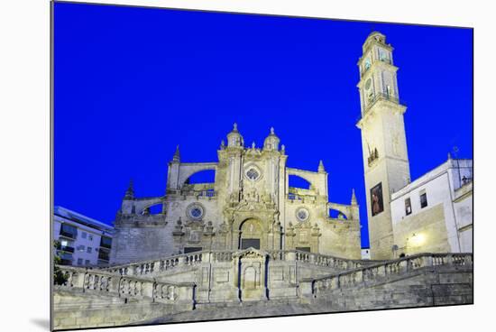 Jerez de la Frontera Cathedral at night, Jerez de la Frontera, Cadiz province, Andalucia, Spain, Eu-Stuart Black-Mounted Photographic Print