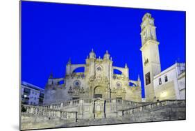 Jerez de la Frontera Cathedral at night, Jerez de la Frontera, Cadiz province, Andalucia, Spain, Eu-Stuart Black-Mounted Photographic Print