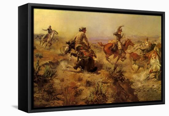 Jerked Down, 1907-Charles Marion Russell-Framed Stretched Canvas