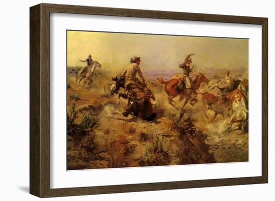 Jerked Down, 1907-Charles Marion Russell-Framed Giclee Print