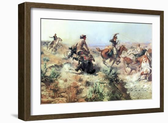 Jerked Down-Charles Marion Russell-Framed Art Print