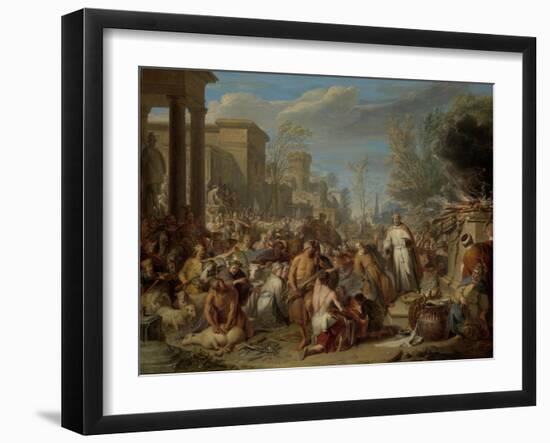 Jeroboam Sacrificing to the Idols-Jacques Ignatius De Roore-Framed Art Print