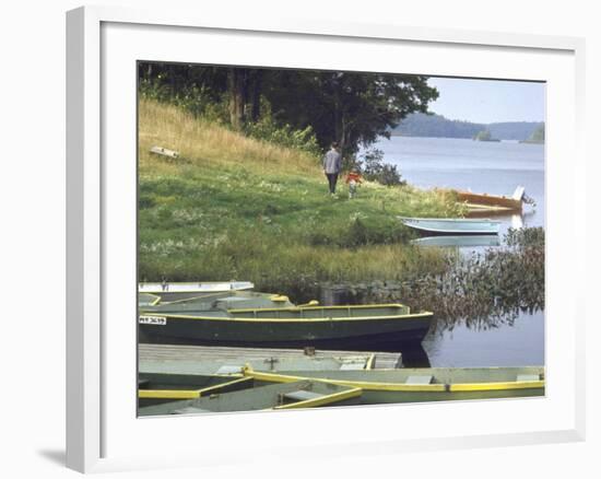 Jerry Gaucher with Son Jerry Jr. Fishing on a Friday Morning-John Dominis-Framed Photographic Print