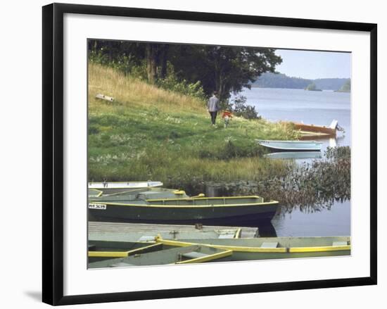 Jerry Gaucher with Son Jerry Jr. Fishing on a Friday Morning-John Dominis-Framed Photographic Print