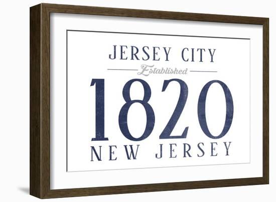 Jersey City, New Jersey - Established Date (Blue)-Lantern Press-Framed Art Print