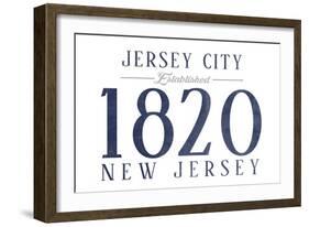 Jersey City, New Jersey - Established Date (Blue)-Lantern Press-Framed Art Print