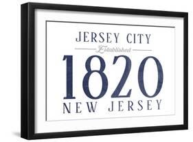 Jersey City, New Jersey - Established Date (Blue)-Lantern Press-Framed Art Print