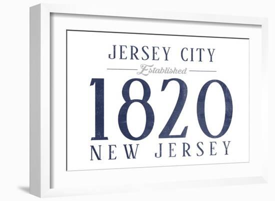 Jersey City, New Jersey - Established Date (Blue)-Lantern Press-Framed Art Print