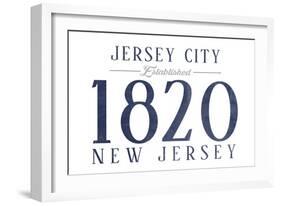 Jersey City, New Jersey - Established Date (Blue)-Lantern Press-Framed Art Print