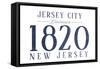 Jersey City, New Jersey - Established Date (Blue)-Lantern Press-Framed Stretched Canvas