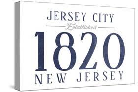 Jersey City, New Jersey - Established Date (Blue)-Lantern Press-Stretched Canvas