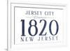 Jersey City, New Jersey - Established Date (Blue)-Lantern Press-Framed Premium Giclee Print