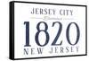 Jersey City, New Jersey - Established Date (Blue)-Lantern Press-Framed Stretched Canvas