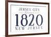 Jersey City, New Jersey - Established Date (Blue)-Lantern Press-Framed Art Print