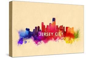 Jersey City, New Jersey - Skyline Abstract-Lantern Press-Stretched Canvas