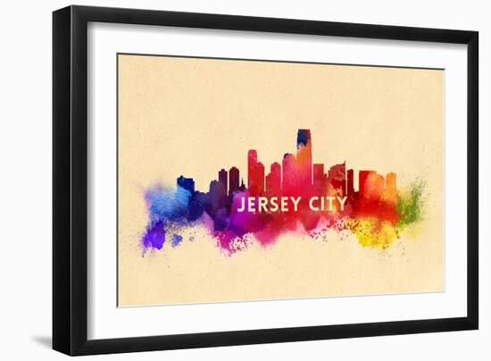 Jersey City, New Jersey - Skyline Abstract-Lantern Press-Framed Art Print