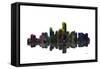 Jersey City New Jersey Skyline BW 1-Marlene Watson-Framed Stretched Canvas