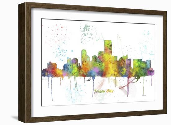 Jersey City New Jersey Skyline MCLR 1-Marlene Watson-Framed Giclee Print