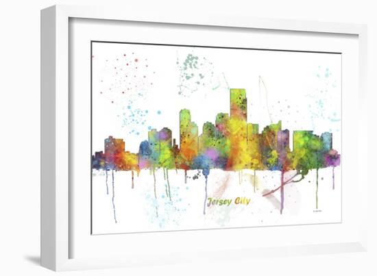 Jersey City New Jersey Skyline MCLR 1-Marlene Watson-Framed Giclee Print