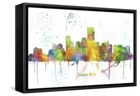 Jersey City New Jersey Skyline MCLR 1-Marlene Watson-Framed Stretched Canvas