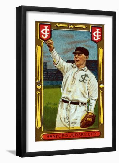 Jersey City, NJ, Jersey City Eastern League, Charles Hanford, Baseball Card-Lantern Press-Framed Art Print