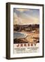 Jersey, England - Southern/Great Western Railway Beach Scene Poster-Lantern Press-Framed Art Print