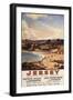 Jersey, England - Southern/Great Western Railway Beach Scene Poster-Lantern Press-Framed Art Print