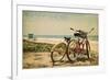 Jersey Shore - Bicycles and Beach Scene-Lantern Press-Framed Premium Giclee Print