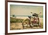 Jersey Shore - Bicycles and Beach Scene-Lantern Press-Framed Premium Giclee Print