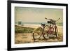 Jersey Shore - Bicycles and Beach Scene-Lantern Press-Framed Premium Giclee Print