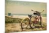 Jersey Shore - Bicycles and Beach Scene-Lantern Press-Mounted Premium Giclee Print