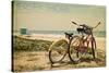 Jersey Shore - Bicycles and Beach Scene-Lantern Press-Stretched Canvas