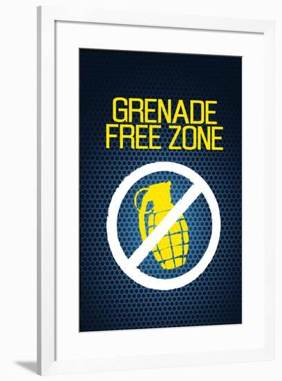 Jersey Shore Grenade Free Zone Blue Mesh TV-null-Framed Art Print