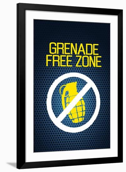 Jersey Shore Grenade Free Zone Blue Mesh TV-null-Framed Art Print