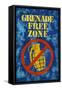 Jersey Shore Grenade Free Zone Blue TV Poster Print-null-Framed Stretched Canvas