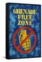 Jersey Shore Grenade Free Zone Blue TV Poster Print-null-Framed Stretched Canvas