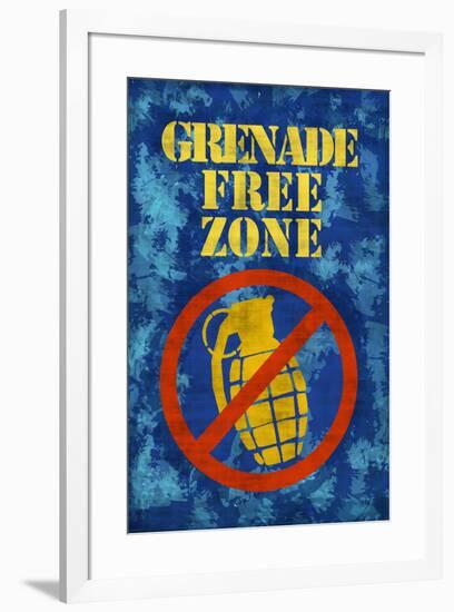 Jersey Shore Grenade Free Zone Blue TV Poster Print-null-Framed Poster