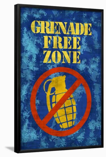 Jersey Shore Grenade Free Zone Blue TV Poster Print-null-Framed Poster