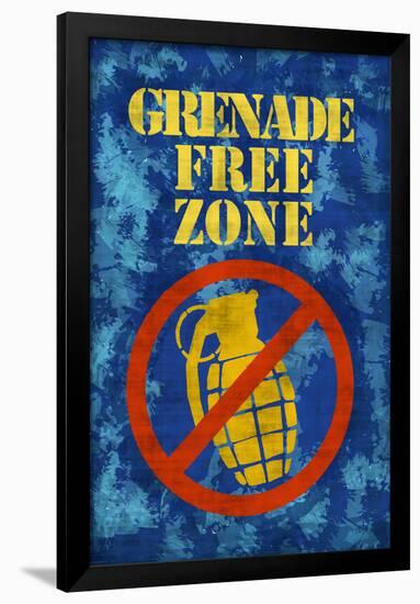 Jersey Shore Grenade Free Zone Blue TV Poster Print-null-Framed Poster