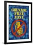 Jersey Shore Grenade Free Zone Blue TV-null-Framed Art Print