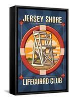 Jersey Shore - Lifeguard Club-Lantern Press-Framed Stretched Canvas