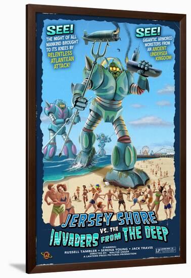 Jersey Shore, New Jersey - Invaders from the Deep-Lantern Press-Framed Art Print